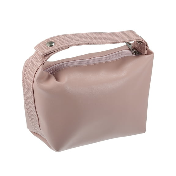Unique Bargains 1 Pcs Portable Makeup Bag Toiletry Bag Cosmetic Organizer for Travel Storage Bag Leather Pink