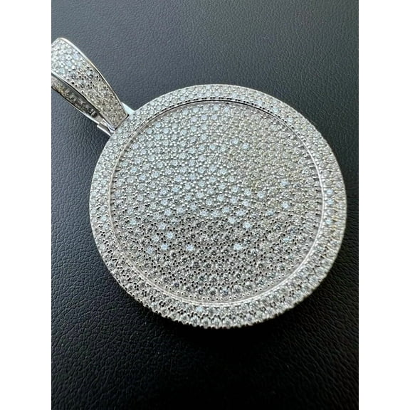 3 Ct Round Cut Moissanite Customize Circle Men's Pendant 14K White Gold Plated