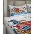 thumbnail image 2 of Ambesonne Cartoon Fitted & Top Sheet Set with Shams, Fantasy World Cards Clocks, Multicolor, 2 of 4