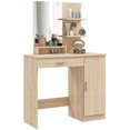thumbnail image 1 of HOMCOM Vanity Table, Makeup Table with Mirror and Storage Shelves, Natural, 1 of 10