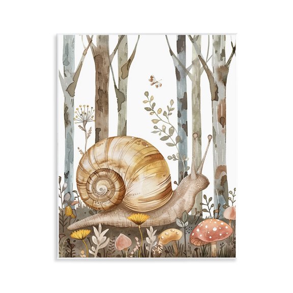 Stupell Industries Woodland Snail Nature Landscape & Nature Painting Unframed Art Print Wall Art, 11 x 14