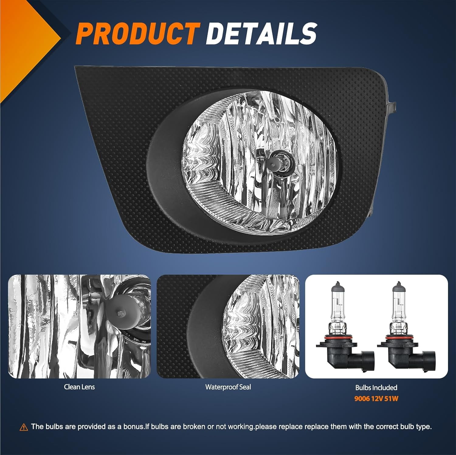 Nilight Fog Lights Assembly Compatible with 2006 2007 2008 2009 Toyota 4runner Left Driver and Right Passenger Side Clear Lens w/9006 12V 51W Bulbs