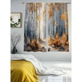 thumbnail image 4 of Orange Navy Blue Semi Sheer Curtains 63 Inch Length 2 Panels Set, Modern Oil Painting Art Forest Sheer Kitchen Curtain Privacy Voile Window Curtain for Living Room Bedroom Rod Pocket Drapes, 4 of 7