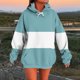 thumbnail image 1 of Ailaofu Women's Long sleeves Color Block Hoodie Tops Cute Casual Drawstring Loose Lightweight Pullover, 1 of 5