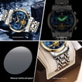 thumbnail image 4 of Reloj de Cuarzo para Hombre de Negocios, Esfera Azul Tono Dorado, Correa de Acero Inoxidable, Reloj de Pulsera Cronógrafo Impermeable con Fecha, 4 of 5