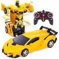 thumbnail image 1 of Coche teledirigido transformable 2 en 1, para niños y niñas de 3 a 12 años, robot deformable, amarillo, 1 of 5
