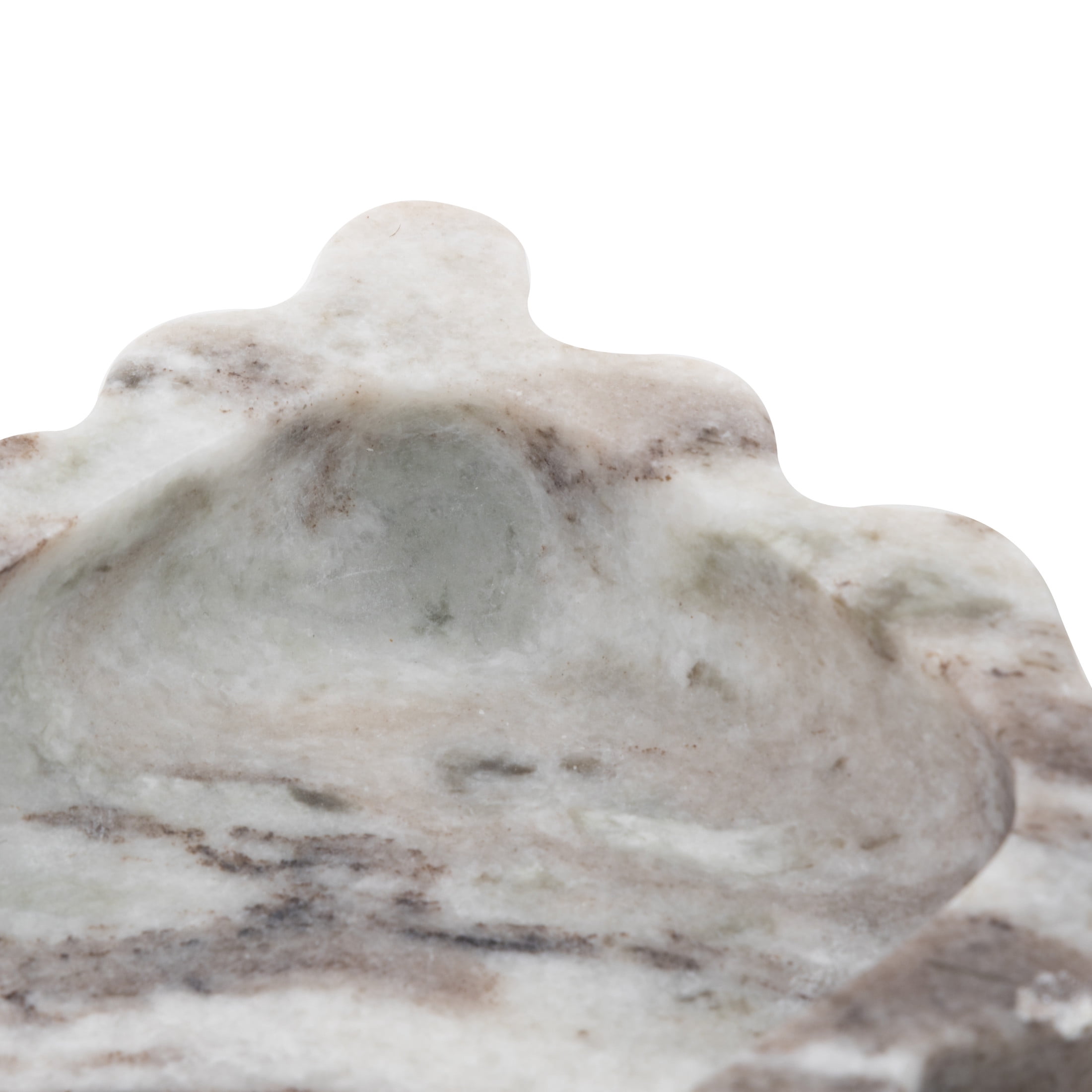 DecMode 12" x 5" Gray Marble  Tray with Brown Swirl Pattern and Wavy Edges, 1-Piece