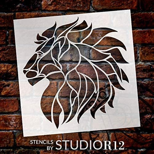 lion profile stencil by studior12 diy stained glass pattern mosaic