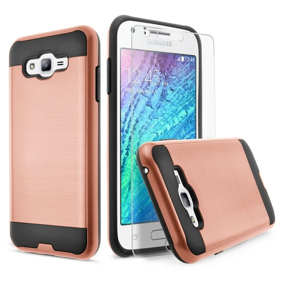 Galaxy On5 Case, 2-Piece Style Hybrid Shockproof Hard Case Cover with [Premium Screen Protector] Hybird Shockproof And Circlemalls Stylus Pen (Rose Gold)