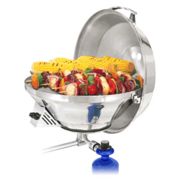 17" Silver Multipurpose Magma Marine Kettle 3 Gas Grill - Party Size