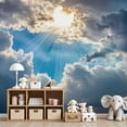 thumbnail image 7 of Enchanted Forest Wallpaper Dramatic Sky Sun Breaking Dark Clouds Peel and Stick Wall Murals 69"H x 96"W Removable PVC Wall Paper Self-Adhesive Wall Paintings for Bedroom Living Room, 7 of 7