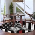 thumbnail image 4 of American Flags Lazy Round Living Room Rugs 8 ft, Vintage Black White Animal Striped Stars Washable Large Area Rug with Non-Slip Sturdy Edge Binding Round Carpet for Dining Room Kitchen Office, 4 of 9