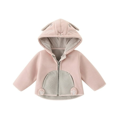 

EHTMSAK Infant Baby Boy Girl s Fall Winter Long Sleeve Jackets Toddler Child Print Zip Up Dinosaur Coat Faux Fur Hooded Outerwear Pink 18M-3Y 100