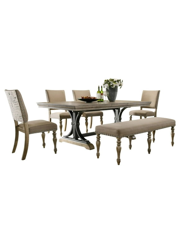 Roundhill Furniture Birmingham 30'' Height 8-Piece Dining Set, Up to 8 Seats, Driftwood