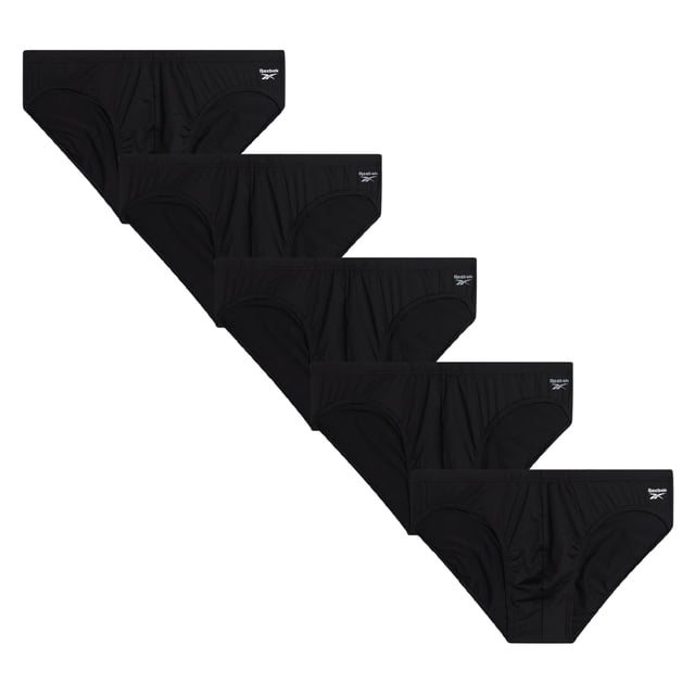 Reebok Pack de 5 calzoncillos de tiro bajo negros, talla mediana