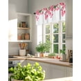 thumbnail image 3 of Valance Curtains for Windows Pink Flowers Kitchen Curtians Window Treatment Flowers Leaf Topper Curtain Rod Pocket Valances for Kitchen Bathroom Living Room 42x18in, 3 of 9