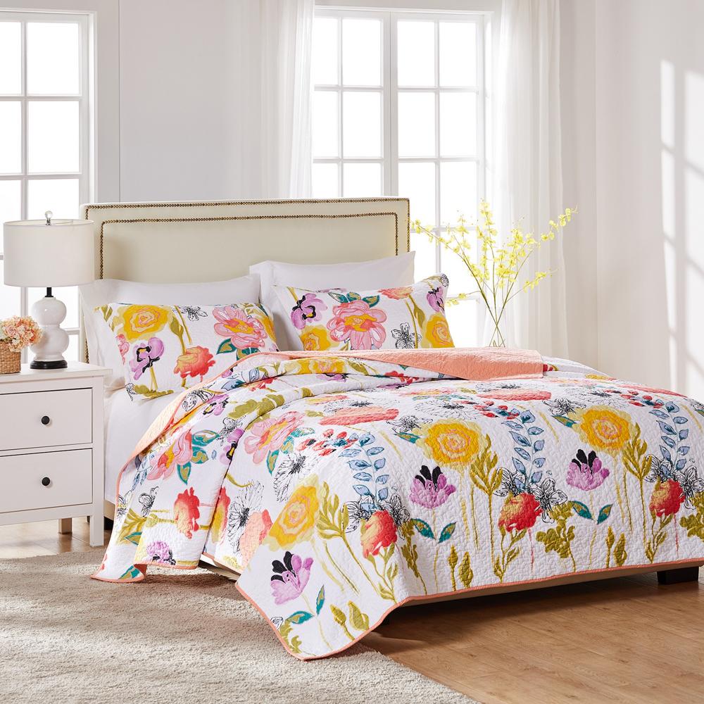Greenland Home Fashion Watercolor Dream Quilt Set - Twin 68x88", Multi