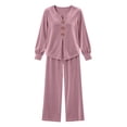 thumbnail image 7 of LYEAA Womens Velour Tracksuit Sets Two Piece Sets Long Sleeve V Neck Tops Wide Leg Pant Casual Workout Outfits, 7 of 7