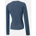 thumbnail image 4 of Womens Shirts Long Sleeve Crew Neck Ruched Stretch Basic Fitted Tee Shirts Tops, 4 of 5