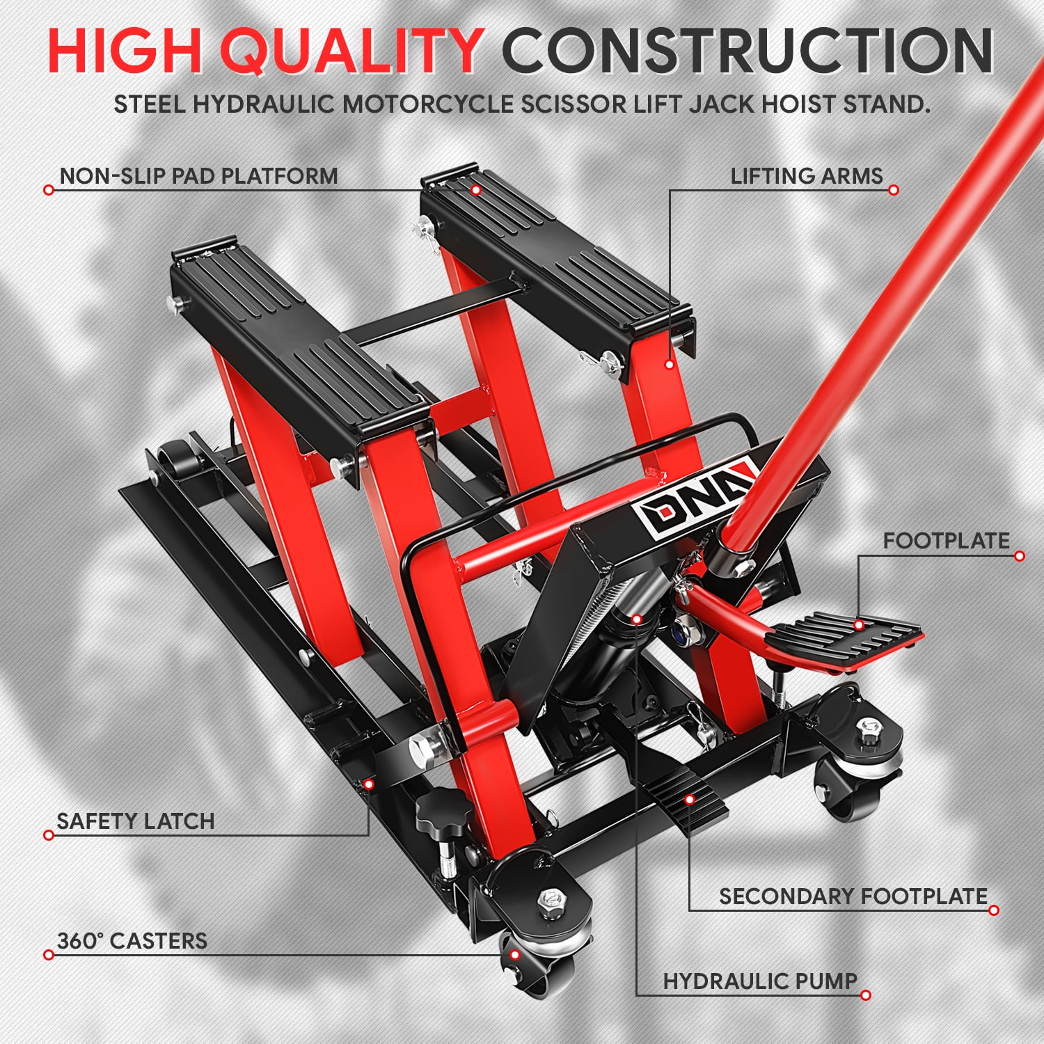 DNA Motoring TOOLS-00288 Red Steel 1500 LBs, 4.5