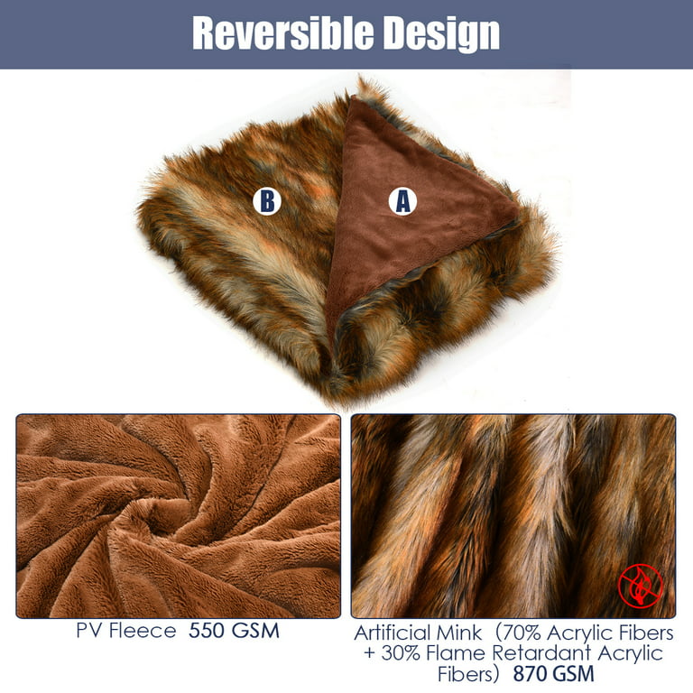 Costway Luxury Plush Faux Fur Throw Blanket Soft Warm Fluffy Bed Couch  84''x 58