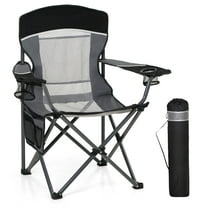 Sophia & William Oversized Camping Chair Portable Mesh Folding Chair with Cup Holder Supports up to 450Lbs for Outdoor, Fishing, Beach, Backyard, Black