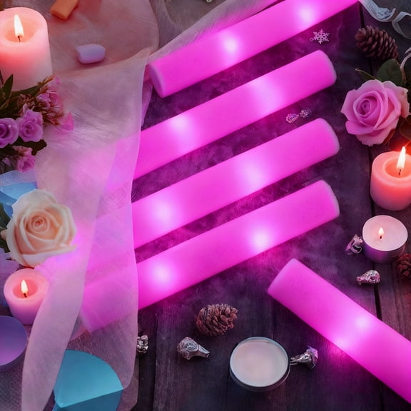 Micrency-36-Piece Pink-light Chic Glow Party Supplies - Soft Foam Sticks , Magic Glow for Bridal Shower, Birthday & Dark Party