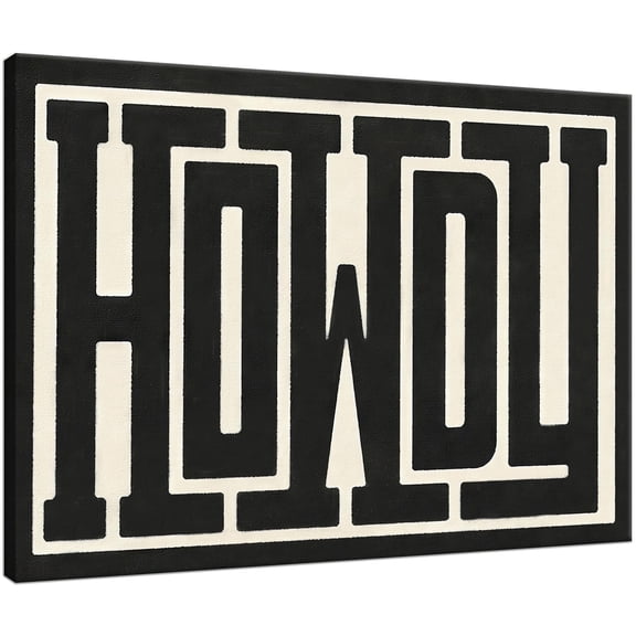 Framed "Howdy" Canvas Wall Art, Black and White Western Decor for Living Room, Bedroom or Farmhouse