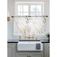 thumbnail image 2 of White Gold Abstract Tier Curtains 24 Inch Length, Sheer Curtains for Bedroom Living Room Window Modern Marble Geometric Rod Pocket Voile Drapes Kitchen Curtains Small Half Window 27.5"x24" 2 Panels, 2 of 6