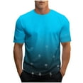 thumbnail image 3 of Jinhomg Mens Athletic T-Shirts 2025 Trendy Gradient Color Sports Tees Big and Tall Comfort Short Sleeve Crew Neck Workout T Shirt Casual Daily Wear Dark Blue L, 3 of 6