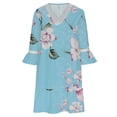 thumbnail image 4 of SMihono Robes d'Été Bohémiennes pour Femmes Grande Taille Été Décontracté Manches Courtes Col en V Imprimé Pagode Robe Ample, 4 of 5