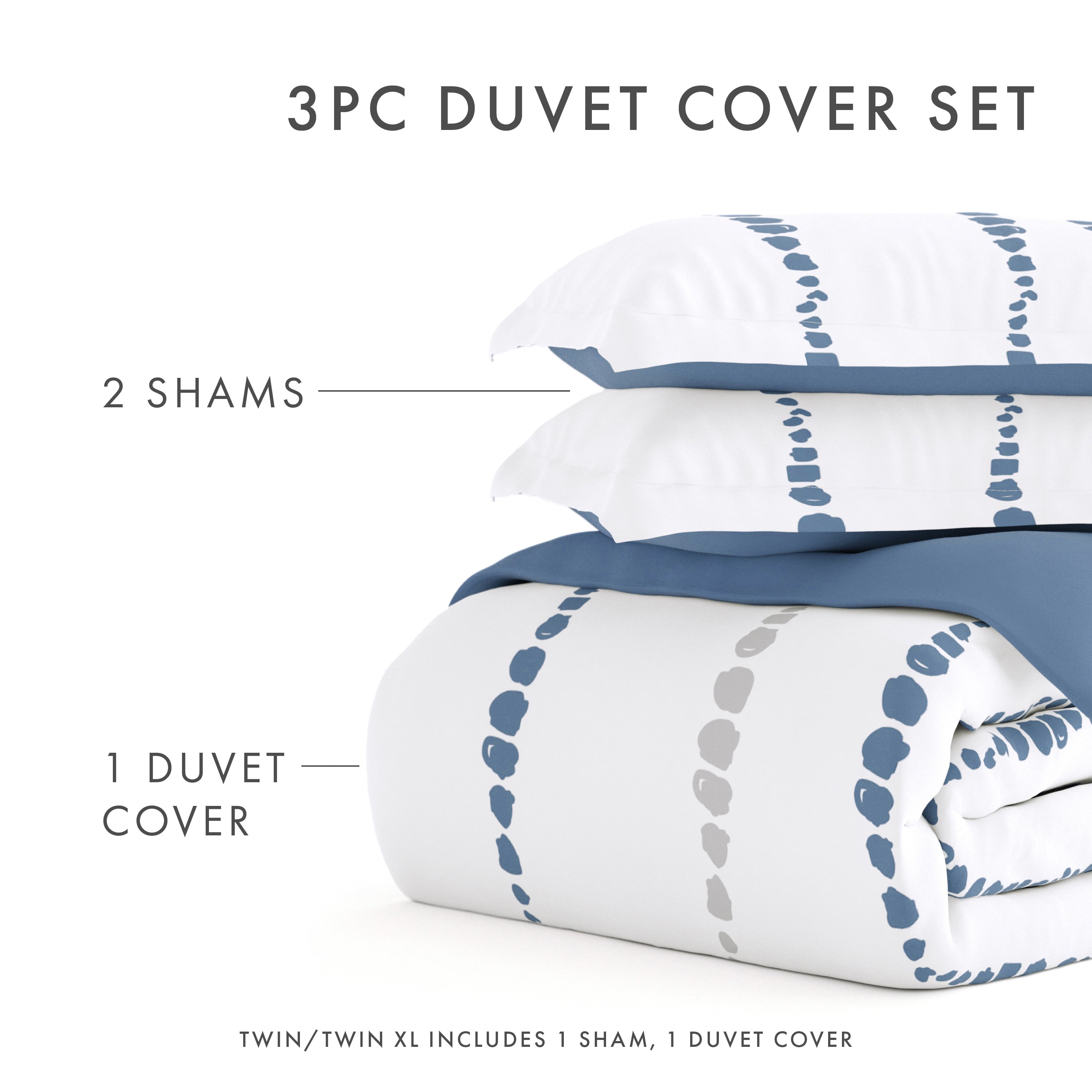 Noble Linens Blue Reversible Urban Vibe Print 3-Piece Duvet Cover Set, King/CalKing