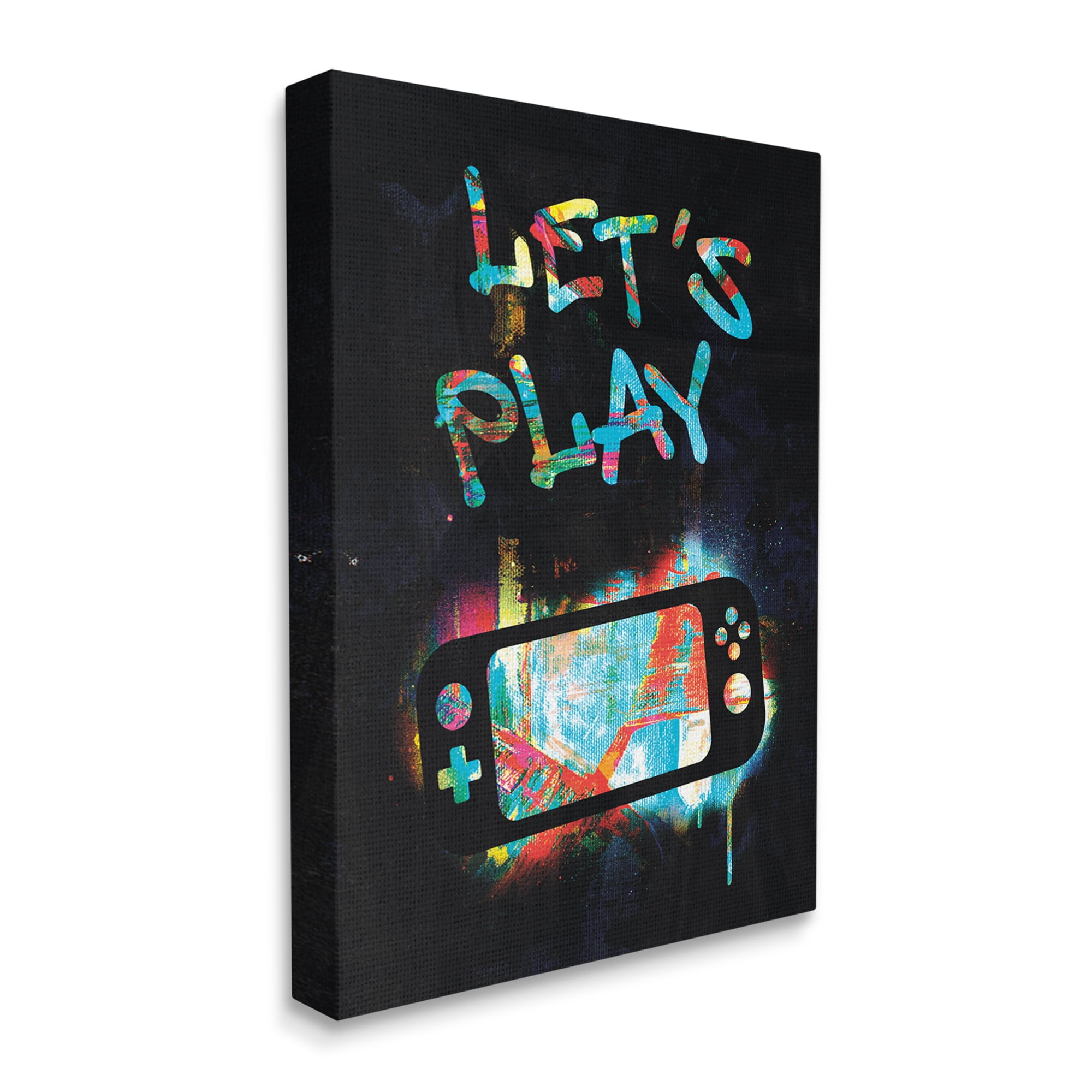 Stupell Industries Let's Play Video Games Neon Street Style Graphic Art Gallery Wrapped Canvas Print Wall Art, Design by Victoria Barnes