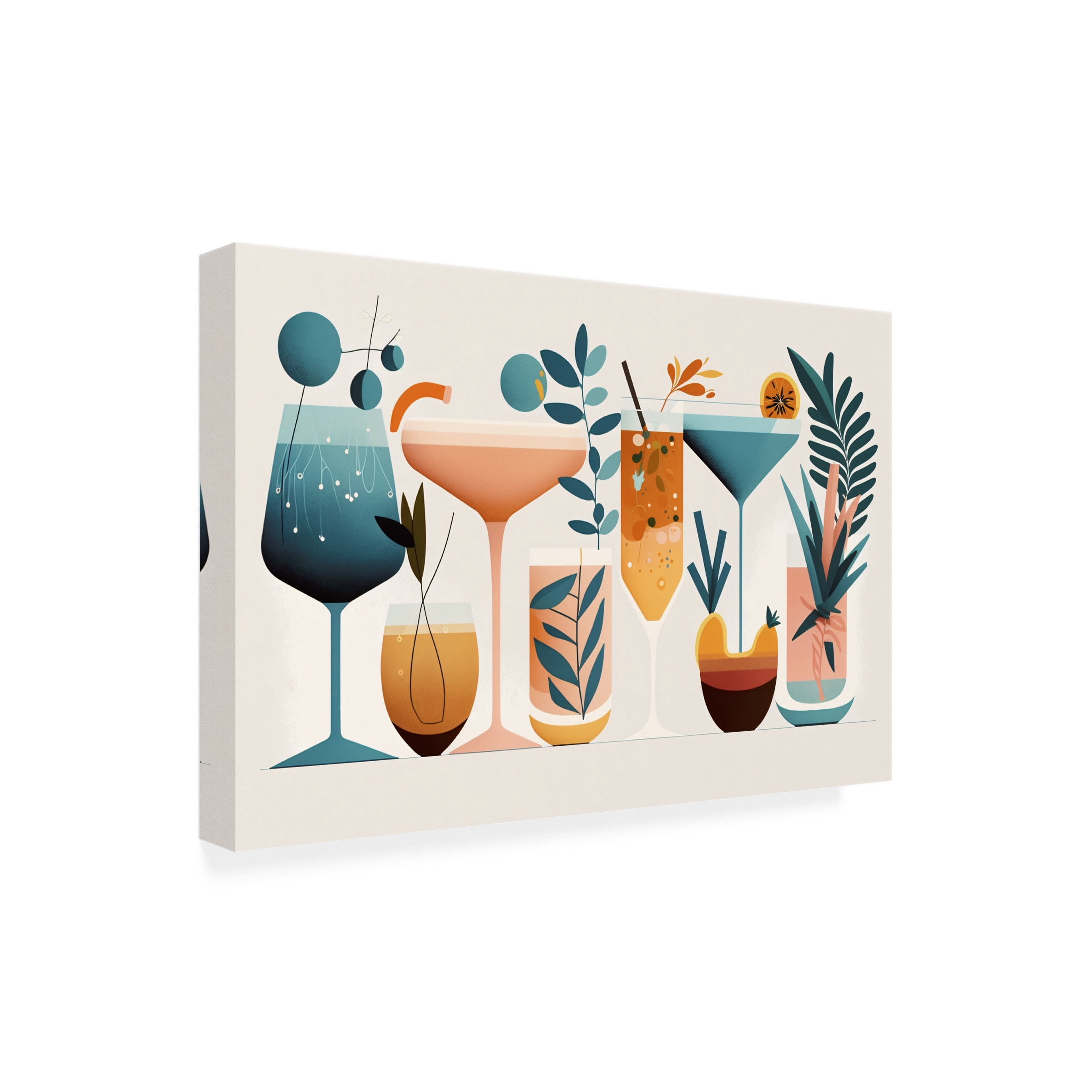 Canvas Wall Art - Ray Heere 'Mid Century Cocktails And Drinks 1' Wall Art for Living Room, Bedroom, or Office DÃ©cor by Trademark Fine Art - 47 x 30 Inches