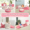 thumbnail image 6 of PORKISS 11 PCS Kids Sofa Couch, Foam Modular Kids Play Couch for Boys Girls, Creativing Toddler Sofa Couch for Aged 2+, Modern Floor Couch for Playroom, Bedroom,Gifts, Pink/White, 6 of 7