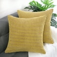 thumbnail image 3 of Unique Bargains 2-Pack 3D Corduroy Decorative Throw Pillow Covers Yellow 26" x 26", 3 of 8