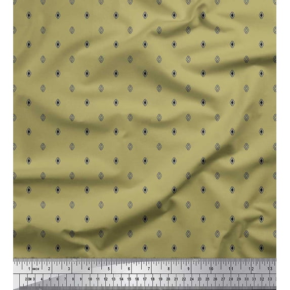 Soimoi Satin Silk Fabric Geometric Shirting Printed Craft Fabric by The Yard 42 Inch Wide