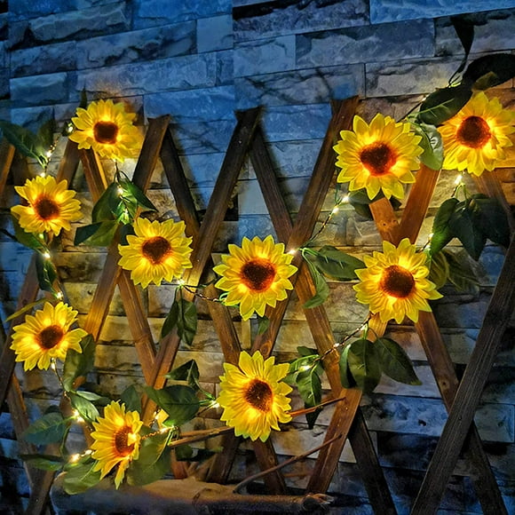 Solar Sunflower Light String Plant Rattan Garden Holiday Lights Wholesale