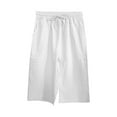 thumbnail image 6 of Jxximdong Cargo Pants for Women, Knee Length Short Pants Ladies Loose Drawstring Casual Solid Color Shorts, White Womens Casual Trousers, 6 of 8