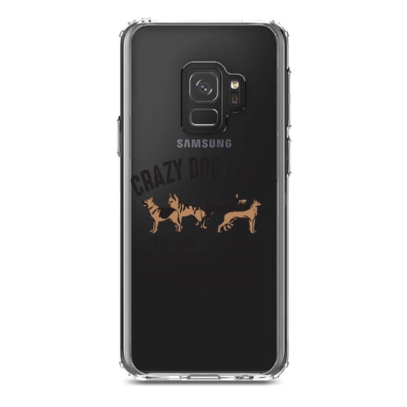DistinctInk Clear Shockproof Hybrid Case for Samsung Galaxy S9 (5.8" Screen) - TPU Bumper Acrylic Back Tempered Glass Screen Protector - Crazy Dog Lady? Canine Enthusiast
