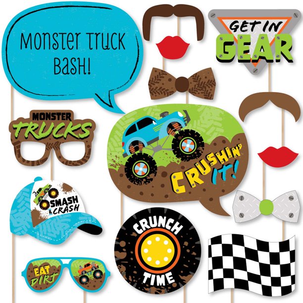 Big Dot of Happiness Smash and Crash - Monster Truck - Boy Birthday Party  Photo Booth Props Kit - 20 Count - Walmart.com