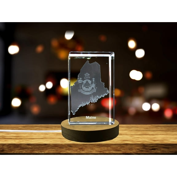 Maine 3D Engraved Crystal 3D Engraved Crystal Keepsake/Gift/Decor/Collectible/Souvenir