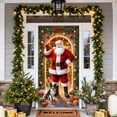 thumbnail image 4 of Housse de Porte de Noël Père Noël Rideau de Porte / Décoration Murale des Fêtes pour Porte d'Entrée / Tissu Polyester Festif Décoration Intérieure Extérieure pour la Maison, 4 of 6