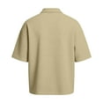 thumbnail image 5 of Afuyipoi Men's Waffle Knit Polo Shirts, Short Sleeve Button Down Collar Casual Shirt Top Khaki Size 3XL, 5 of 10