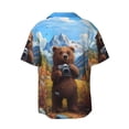 thumbnail image 6 of Daiia Snowy Mountain Photography Bear Men's Linen Shirts Short Sleeve Casual Shirts Button Down Shirt for Men Beach Summer Wedding Shirt-XX-Large, 6 of 6