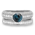 thumbnail image 2 of Dazzlingrock Collection 1.25 Carat (ctw) 14K Blue & White Diamond Ladies Vintage Bridal Ring Set 1 1/4 CT, White Gold, Size 4, 2 of 4