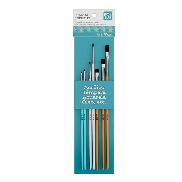 Set de Pinceles Pen+Gear Mangos de Madera 7 Piezas