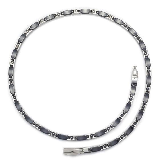 Metaljc Magnetic Ceramic Chain Necklace for Women ,Gifts for Wife, 22.8In, Black