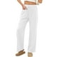 thumbnail image 5 of Amzcrzy Pantalones Mujer A Rayas Informales Cintura Alta Cordón Elástico Tipo Bóxer Cómodos Holgados Anchos Con Bolsillos Tallas S-2XL Blanco, 5 of 8