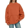 thumbnail image 3 of Fiaer Sweatshirts Womens Oversized Crew Neck Pullovers Long Sleeve Solid Color Warm Fashion Pocket Tops Orange L, 3 of 6